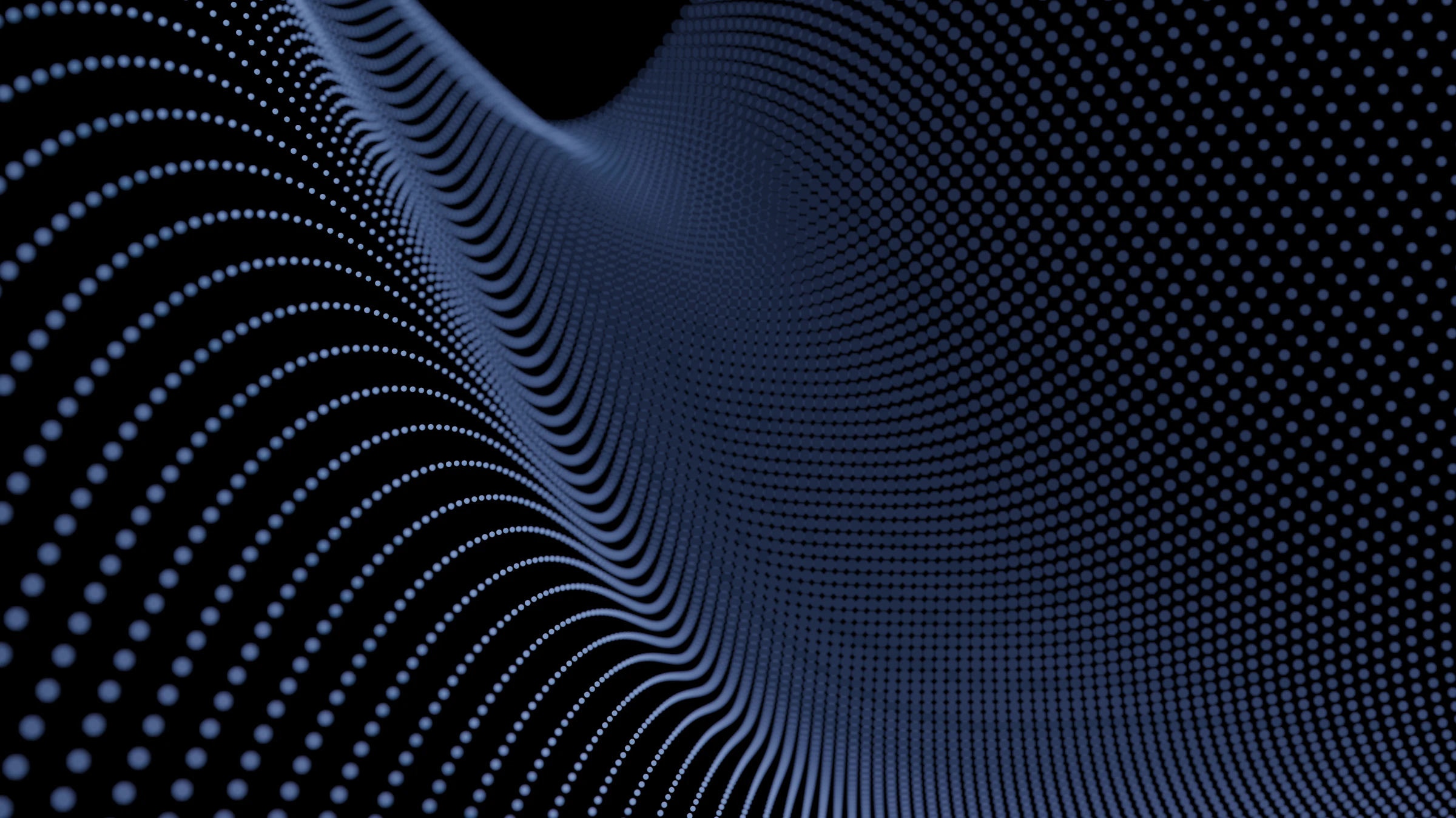 A flowing wave of fine blue data points on a dark background